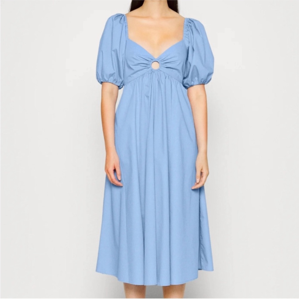 Abercrombie puff sleeve tie back midi dress